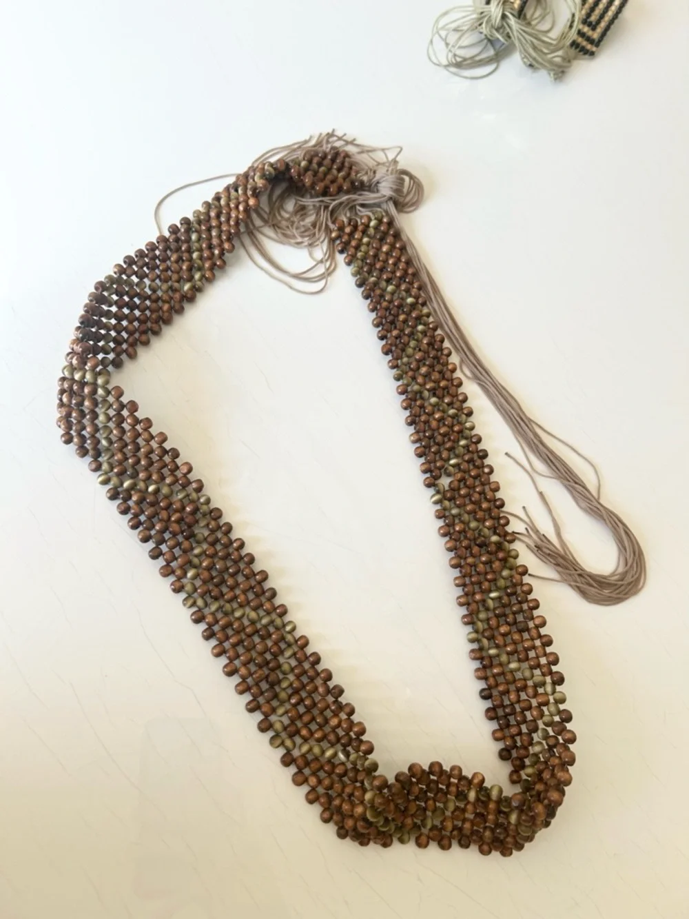 Vintage Boho Brown Beaded Tie Tassel Belt Festival Coachella
